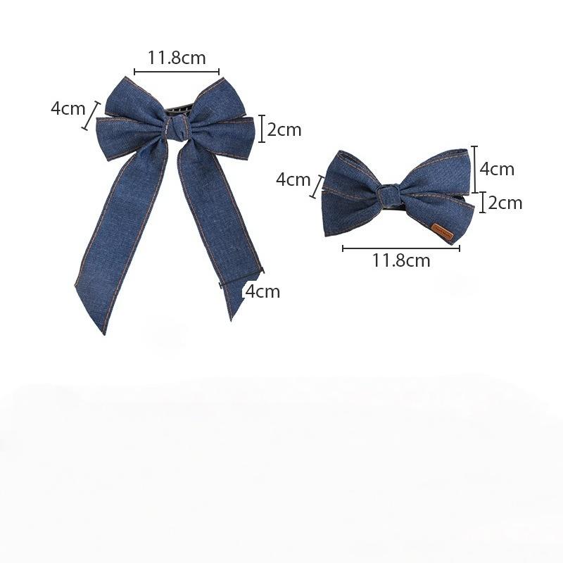 Джинсовые синие ленты Банты Заколки для волос Для женщин Девочек Милые Элегантные Заколки для хвоста Утиный клюв Заколки Аксессуары для волос Подарок