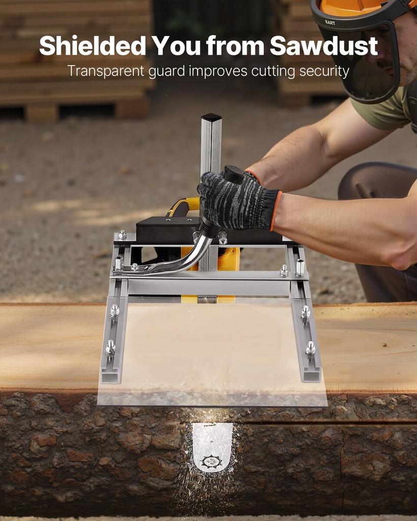 Chainsaw Mill, Portable Sawmill Fits 41-51 cm Planking Milling Bar, Lumber Cross Cutting Guide Chain Saw with Shield, 0.2-11.81 in Cutting Thickness,