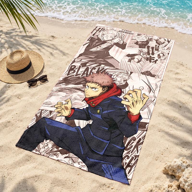 Jujutsu Kaisen Microfiber Beach Towel Quick Dry Sand Free Lightweight Beach Towels for Travel Swimming Camping