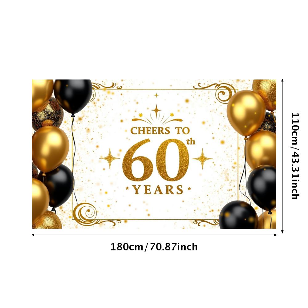 60th Anniversary Banner Cheers to 60 Years Backdrop Glitter Party Decoration Birthday Wedding Event Photography Background Props