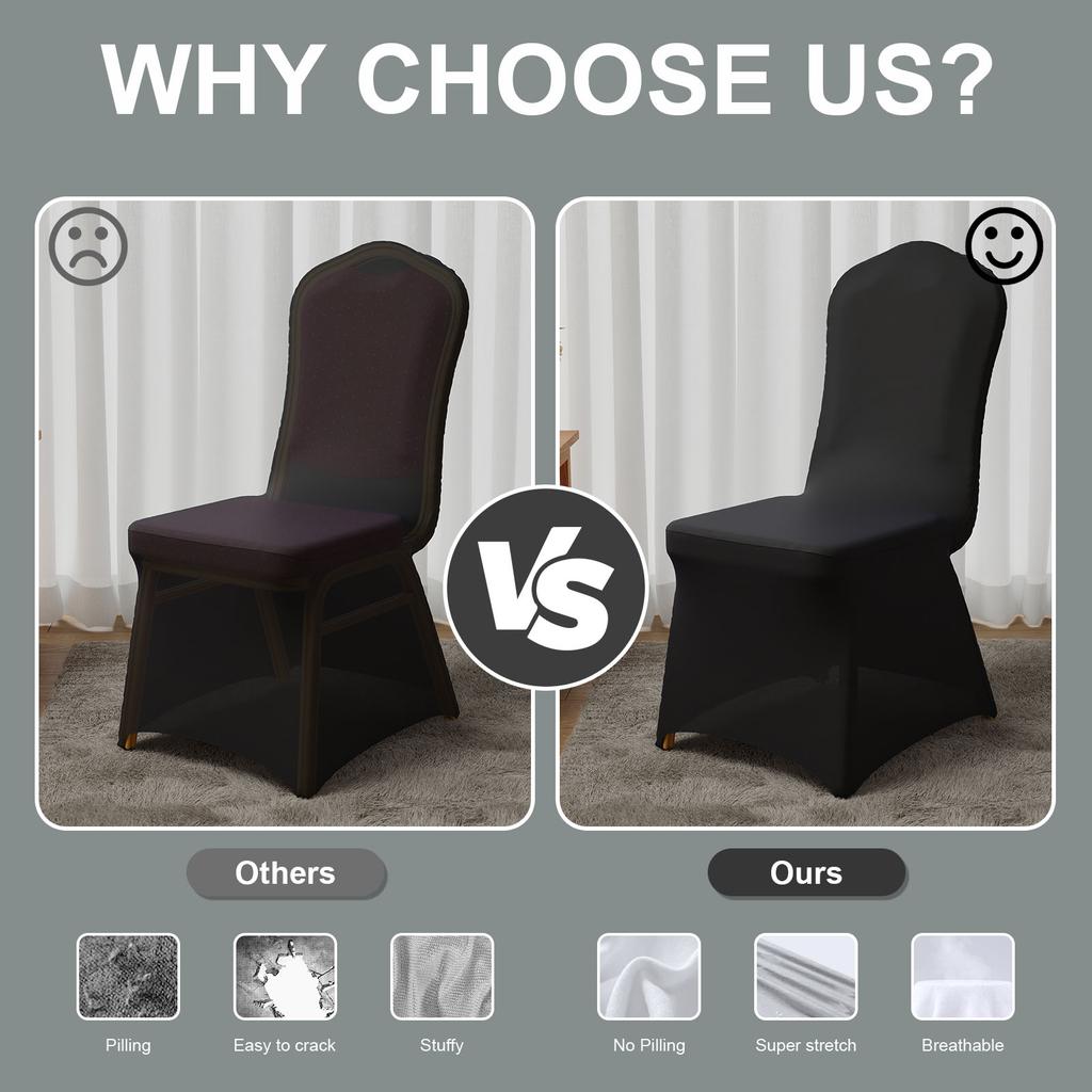 12-50 Pack Spandex Stretch Chair Covers Standard Seat Slipcovers for Wedding Party Banquet Holiday Celebration Decor