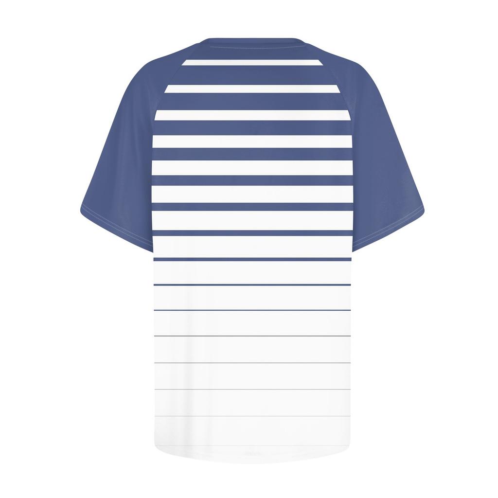 Женская летняя повседневная полосатая градиентная футболка с круглым вырезом и рукавом реглан с коротким рукавом