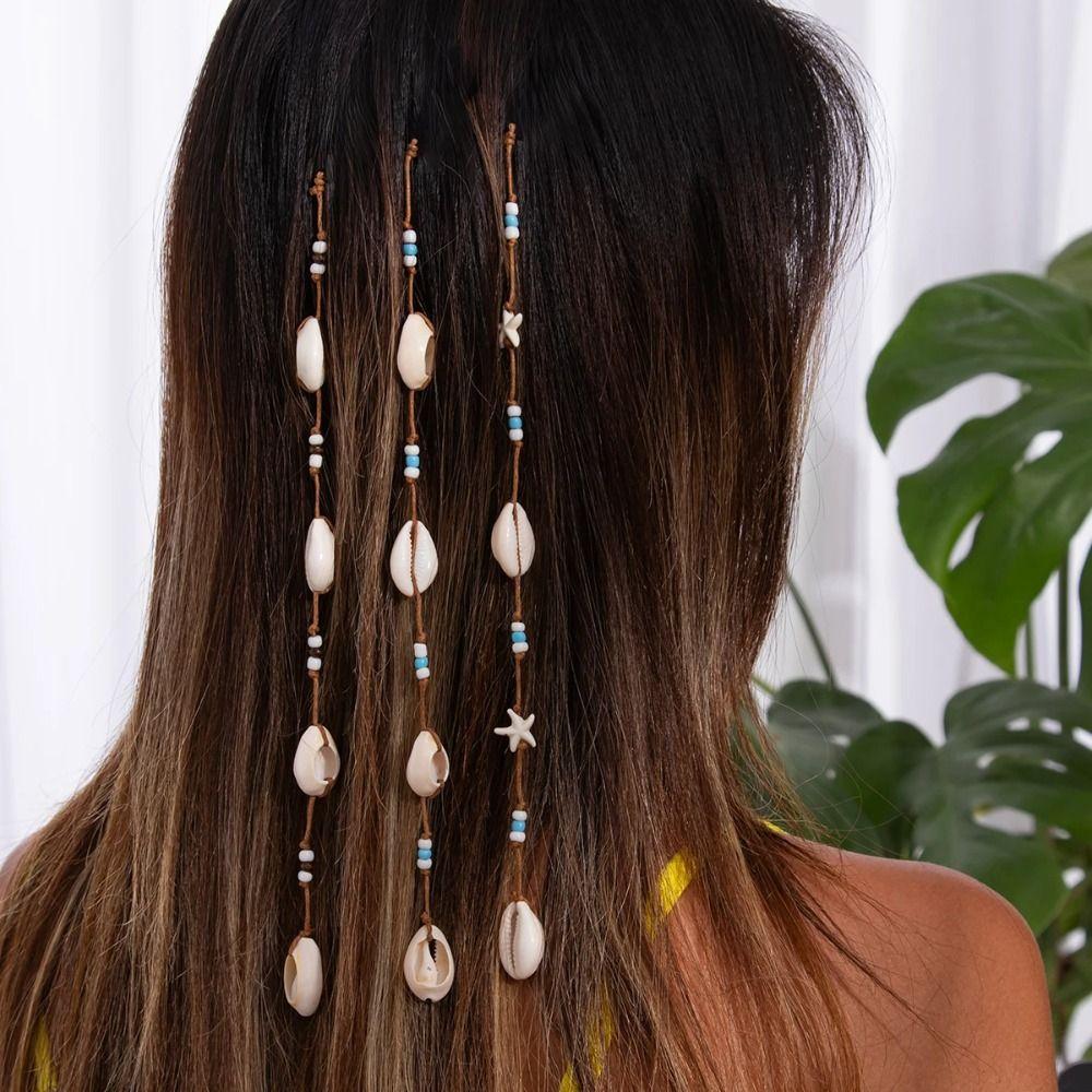 Handmade Beads Conch Tassel Hair Accessory 6 Styles Shell Beaded Hair Accessories Women