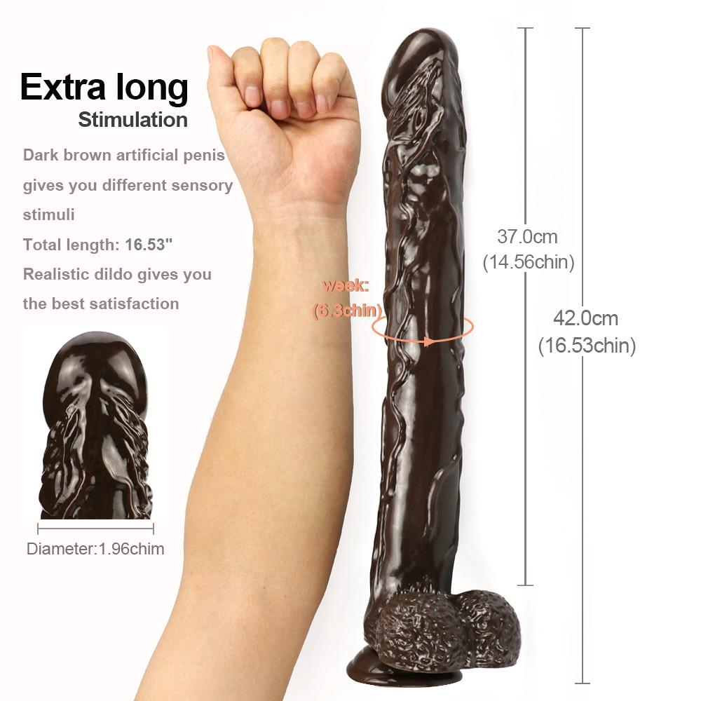 Коричневый, 42 см, реалистичные фаллоимитаторы Skin Sensation, мягкий большой пенис, мощный фаллоимитатор на присоске, секс-игрушки для женщин и мужчин, фаллоимитатор 18+