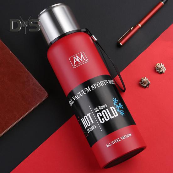 500/750/1000/1500 мл термокружка с нескользящим дном, портативная спортивная изолированная прямая чашка с широким горлышком