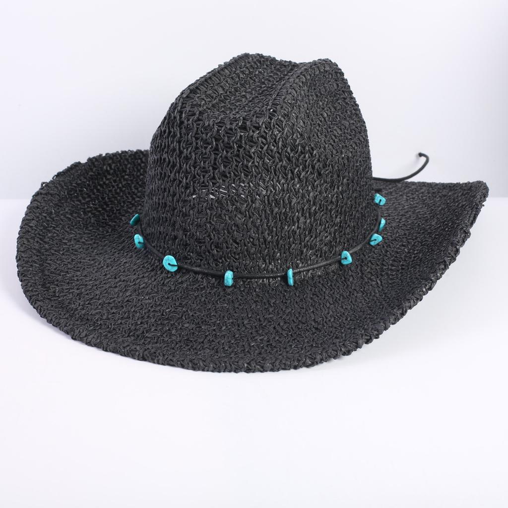 Popular Classic Western Cowboy Straw Hat Summer Hollow Big Eaves Sun Hat Handwoven Straw Hat