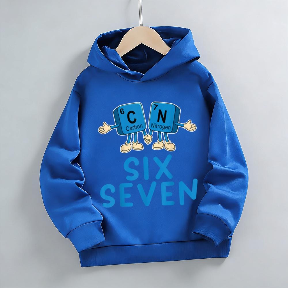 6 7 Meme hoodie children's sweatshirt, funny six seven cartoon print boy sweater, girl long-sleeved jacket