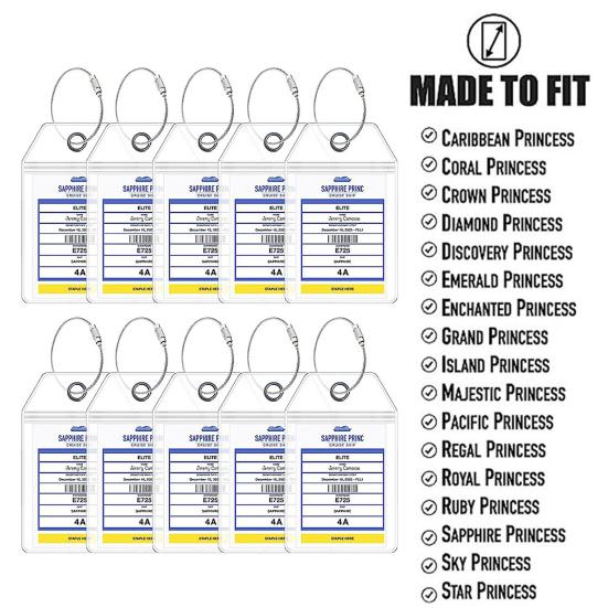 10 шт. круизная багажная бирка с петлей, широкий держатель багажной бирки Cruise Essentials, бирка с уплотнением на молнии, многоразовый водонепроницаемый держатель для круизных документов, карнавал