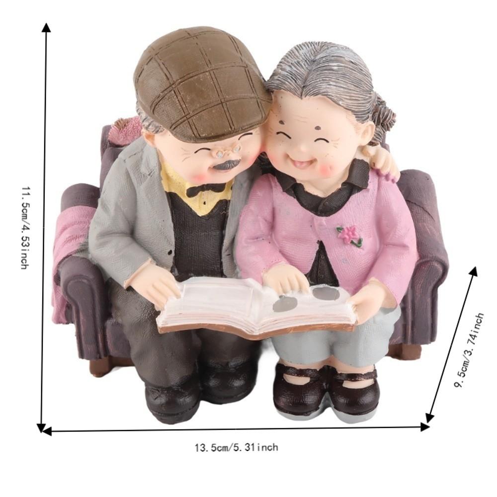 5in Grandpa Grandma Cake Making Statue Couple Anniversary Tabletop Decor  Study Desk Display Piece