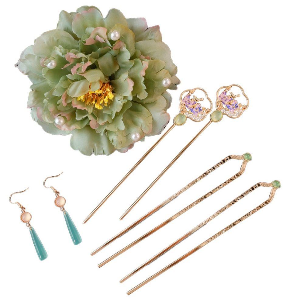 1 Set Pearl Ancient Hair Stick Chinese Style Flower Hair Comb Retro Tang Dynasty Hairpin Women