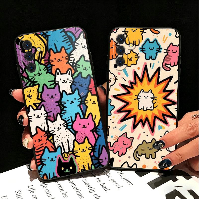 Cartoon Cute Cats Theme Soft Phone Case for Samsung A17 A37 A57 A16 A26 A36 A56 A15 A25 A35 A55 A14 A24 A34 A54 A13 A23 A33 A53