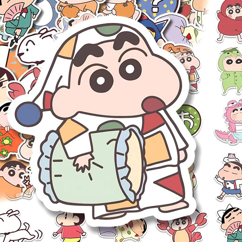 100 шт. Мультяшные Аниме Милые Наклейки Крейон Шин-чан Для Автомобиля Ноутбука Телефона Канцелярские Водонепроницаемые Декоративные Аниме Наклейки