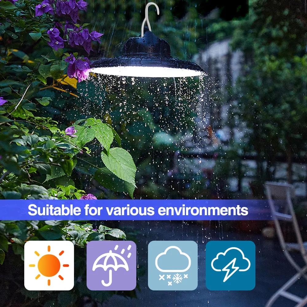 Светодиодный подвесной светильник на солнечной батарее, настенный светильник, водонепроницаемый, для сада, подвесная люстра для гаража, беседки, крыльца, магазина, курятника