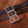 Ремень из натуральной кожи с пряжкой в стиле ретро, мужской, повседневный, для джинсов, с толстым первым слоем, в стиле тяжелой промышленности