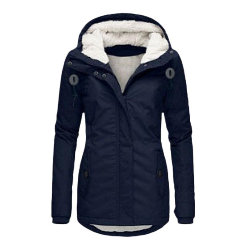 Autumn and Winter New Women's Clothing Solid Color Medium Long Cotton Jacket for Women