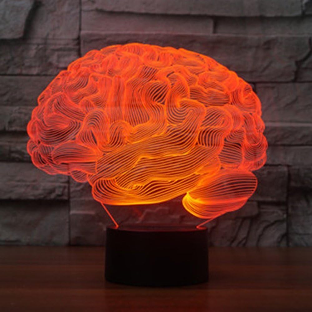 Creative 3D Brain Night Light 16 Colors Changing USB Power Remote Control Touch Switch Decor Lamp Optical Illusion Lamp LED Table Desk Lamp