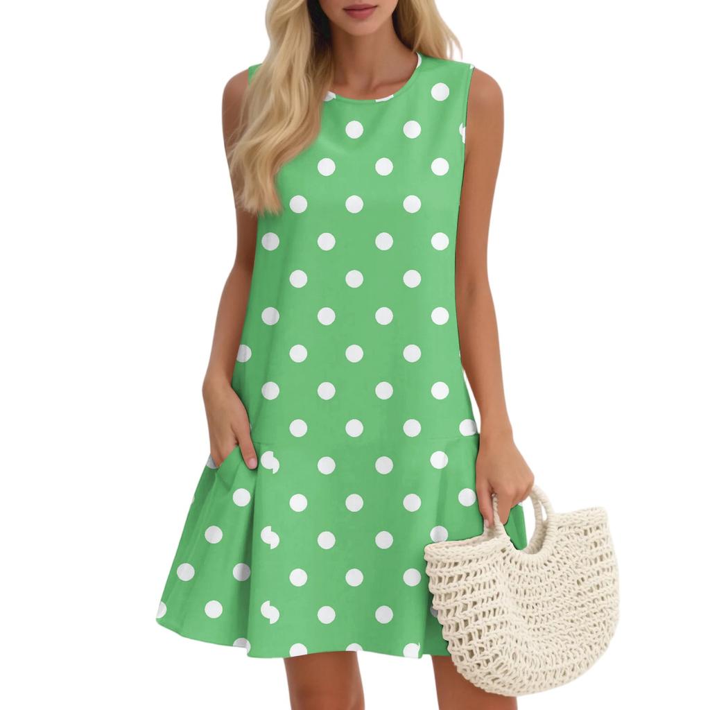 Женский повседневный модный дышащий жилет с круглым вырезом, цветочное праздничное платье с карманами