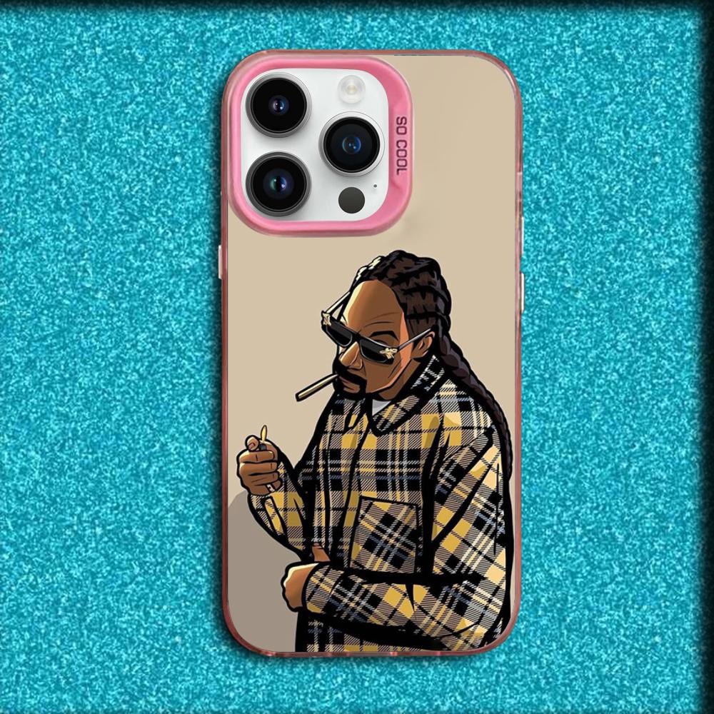 Чехол для телефона рэпера S-Snoop Dogg для iPhone 16,15,14,13,12,11,Mini,Pro,MAX Розовый Матовый Силиконовый Чехол