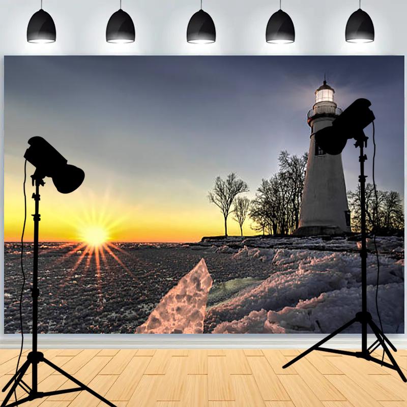 Marine Lighthouse Sailboat Theme Photography Background Wall Decor Romantic Healing Backdrops Portrait Photo Props LH-08