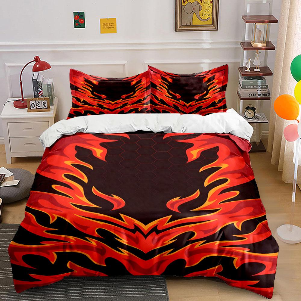 Flaming red fire pattern. Bedding sets Duvet cover sets Duvet covers Pillowcases(1*Duvet Cover 2*Pillowcases without duvet insert)