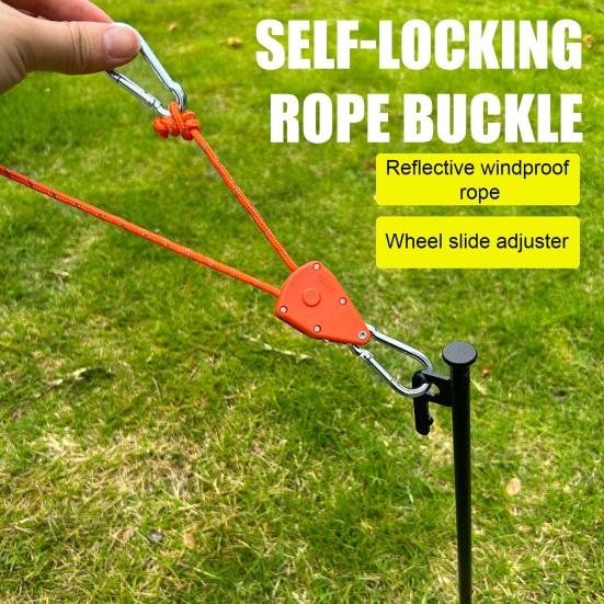 1 Набор Натяжитель веревки с роликом и шнуром 4/5 м, сверхпрочный, для наружного использования, для бэкпэкинга, туризма, катания на лодках, кемпинга, Регулятор-затяжитель оттяжной веревки