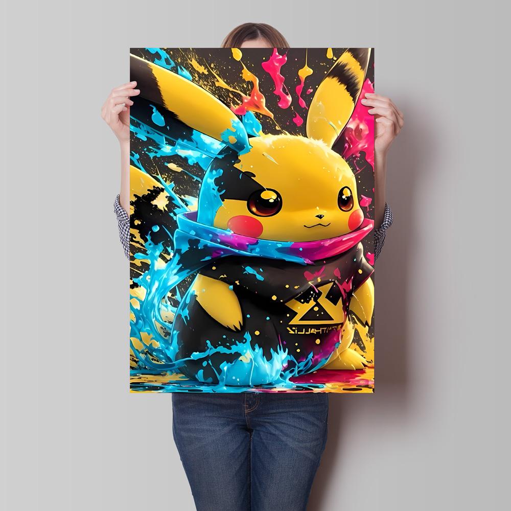 Canvas Poster Pokemon Pikachu Cartoon Picture Lasting Colors Children Gifts Classic Home Living Room Walls Decorative Painting