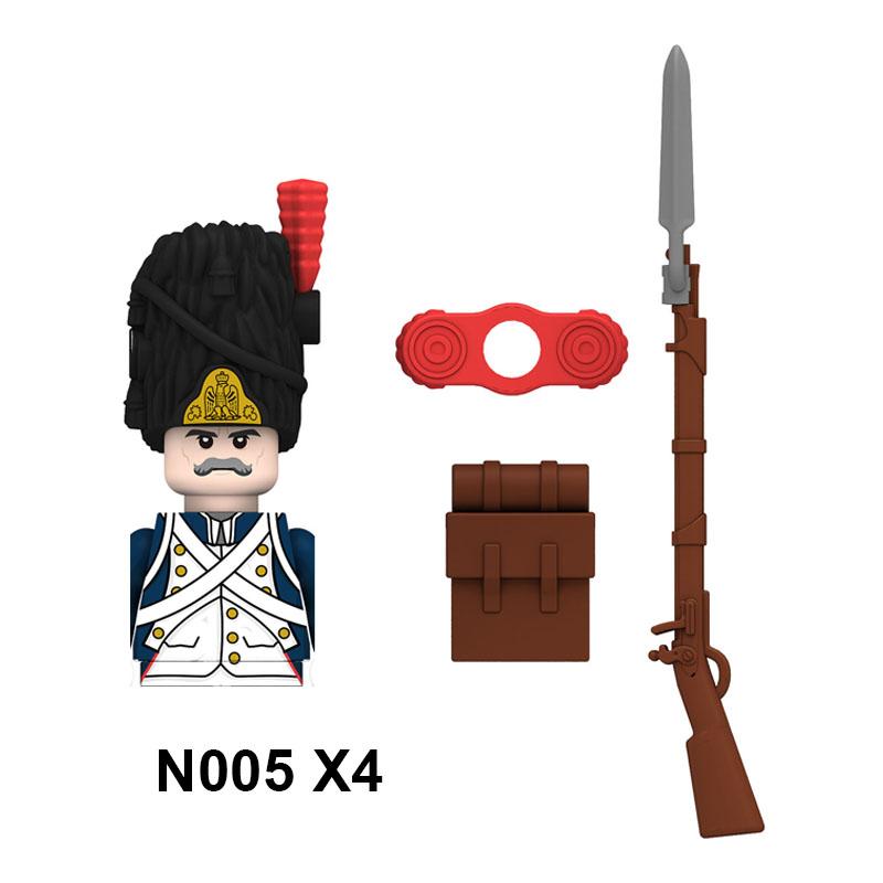 4pcs Military Building Blocks Medieval Knights Duke Marshal Figures Napoleonic Wars Weapons Sword Flags Shoulder Armor Cape Brick MOC