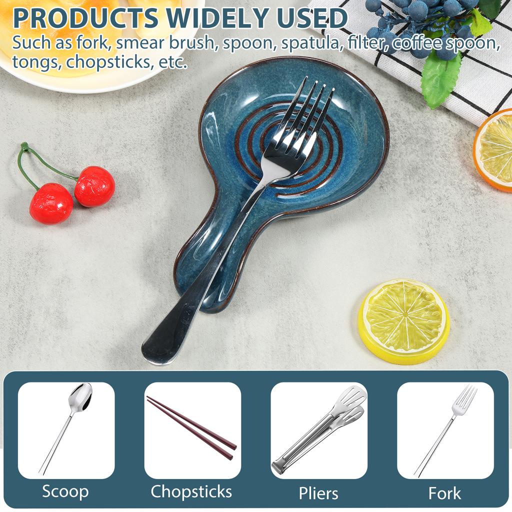 Spoon Holder Rest Large Ceramic Spoon Holder Heat-Resistant Ceramic Cooking Holder Coffee Spoon Cradle for Kitchen Counter