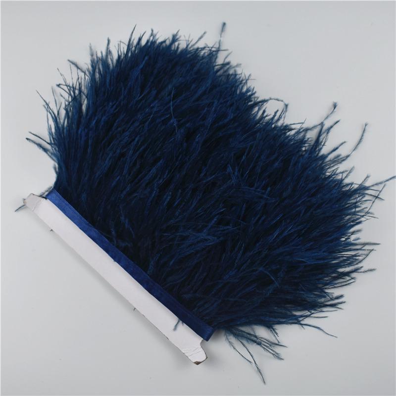 New 1M 5M 10Meter 8-10CM Navy Ostrich Feathers Trims Ribbon Fringe White Ostrich Feather For Craft Ribbon