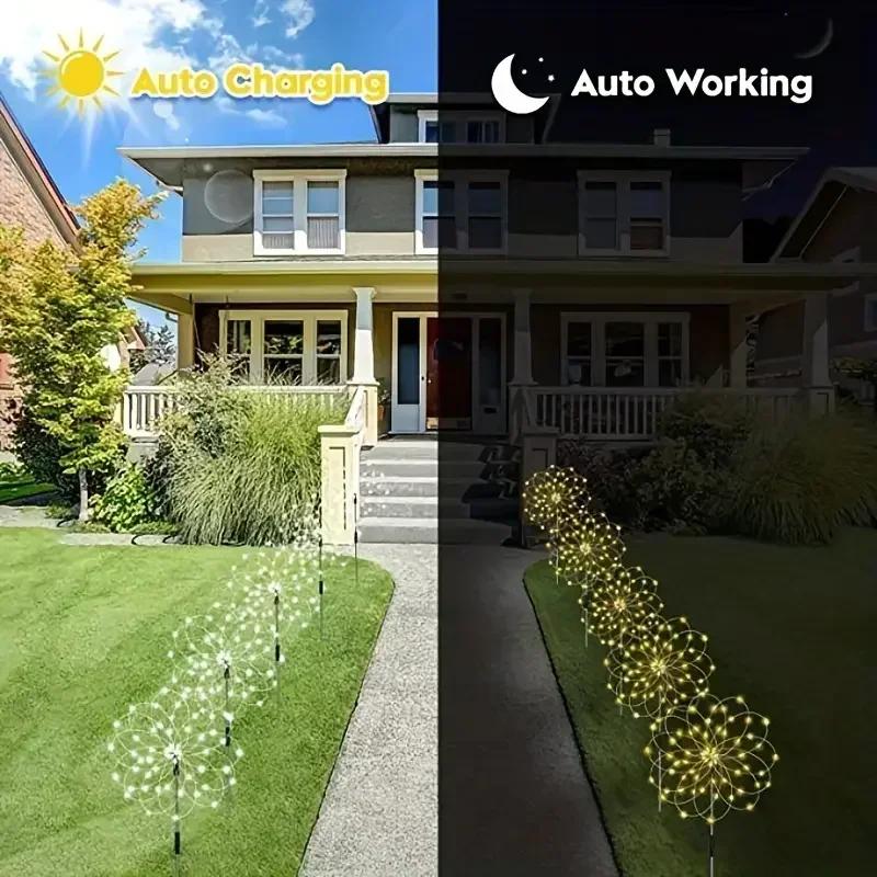 NEW 8-Modes Solar Firework Lights 420 LEDs - Multicolor Warm White IP65 Ideal for Garden, Patio, Walkway, Party, Wedding Decor