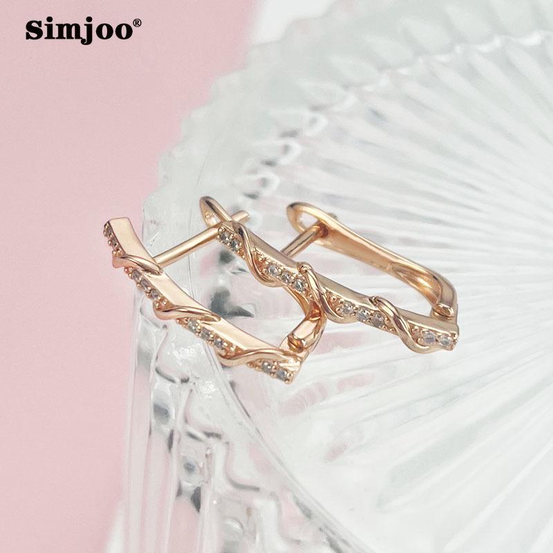 SIMJOO Rose Gold Color Fashion Personalized Design Zircon Earrings