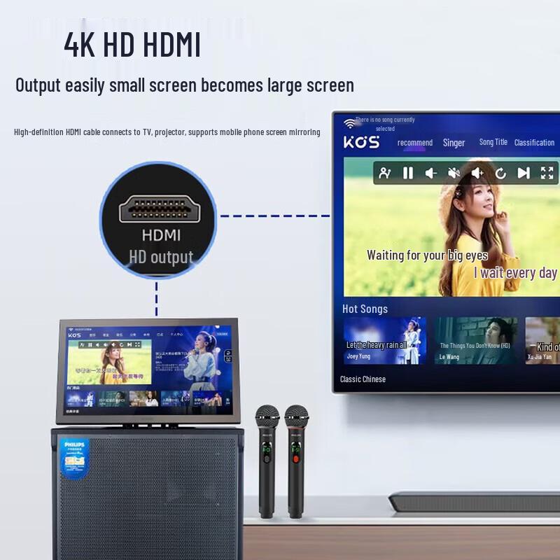 Philips SD329FX Portable Karaoke System with 22-inch Touchscreen Display CN plug (adapter included) (CN version)