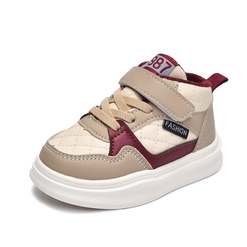 Зимние детские полуботинки на плюшевой подкладке: Теплые хлопковые спортивные туфли для мальчиков и девочек