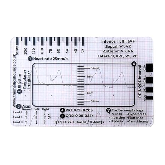 1Pc/1 Set EKG 7 Step Ruler Plastic Electrocardiogram Caliper Measuring Tool Transparent EKG Interpretation Reference Guide Card Measuring Ruler