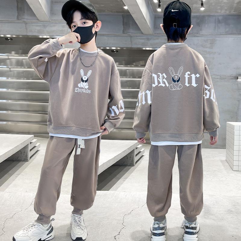 «2024 Мальчиковый костюм в корейском стиле с мультяшными буквами»: Повседневный комплект из рубашки и брюк на весну/осень