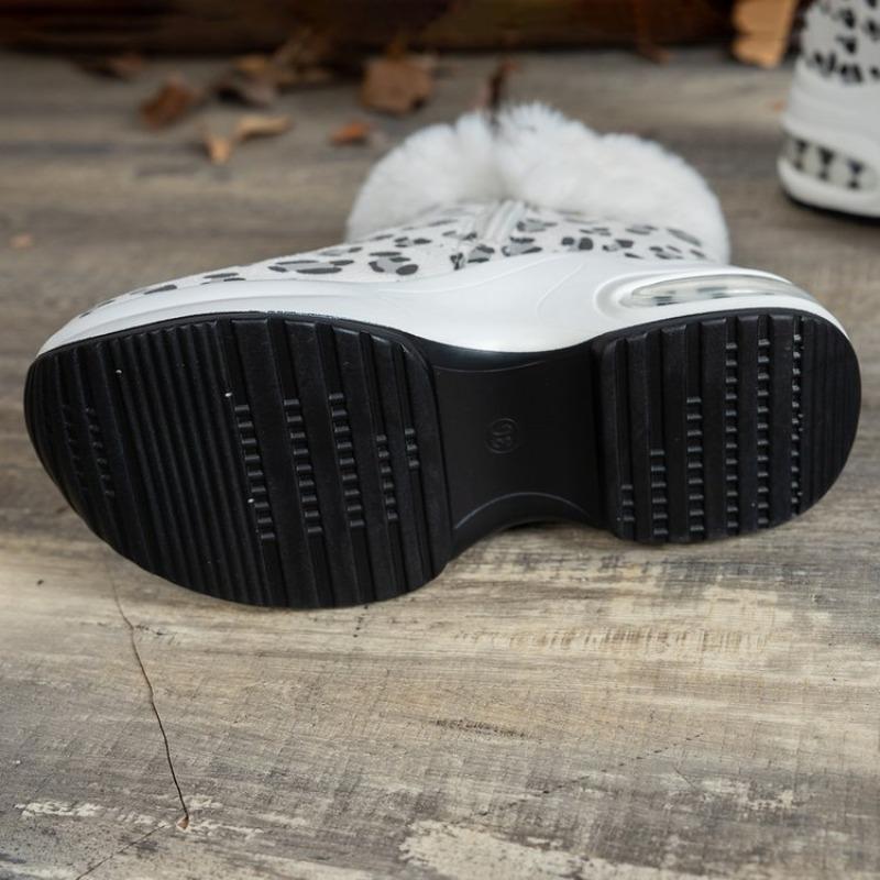 Женские ботильоны на плоской подошве с высоким голенищем и леопардовым принтом больших размеров - Удобная амортизирующая стелька, Широкое голенище, Оптом