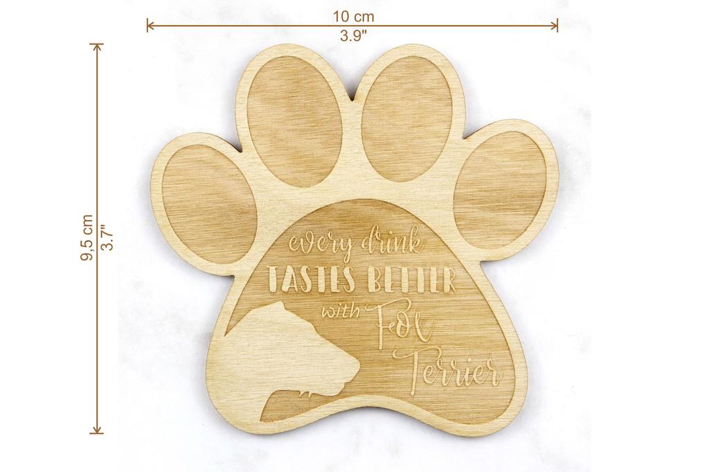 Fox Terrier Wire – Mug coaster, engraved coaster with dog | Art-Dog