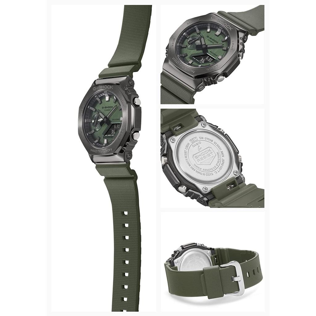 [CASIO] G-SHOCK GM-2100B-3AJF Мужские Ана-Цифровые Часы, Восьмиугольные с Металлическим Покрытием, 20 АТМ, Мировое Время, Зеленые