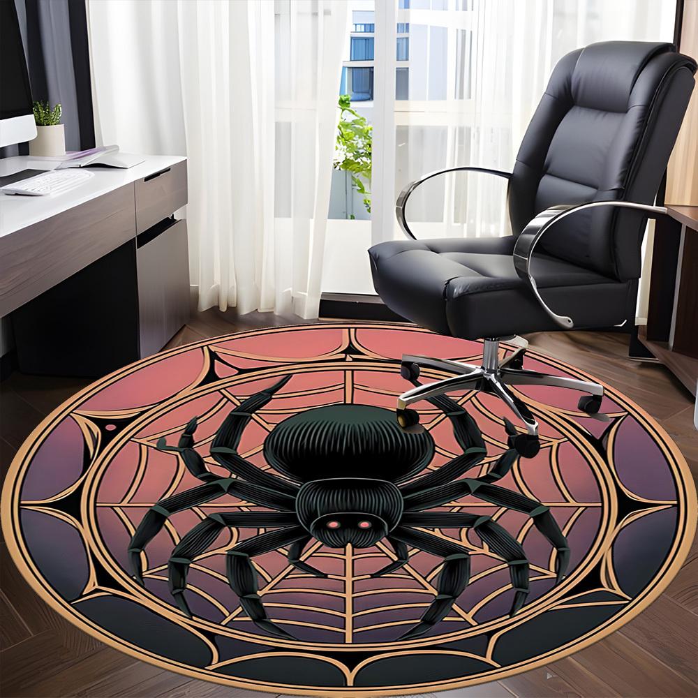 1PC Spider Web Office Round Area Rug, Mat Suitable For Office, Under Office Chairs Bedroom Living Room Home Decor, Room Deco