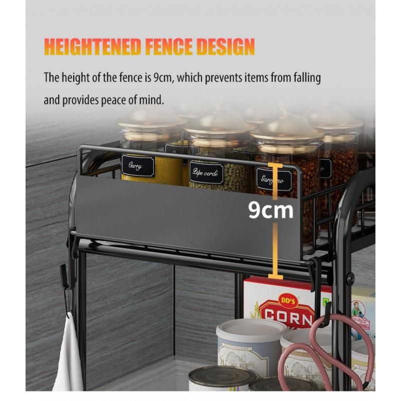 2-Tier Pull-Out Storage Rack Countertop Organizer Kitchen Bathroom Bedroom