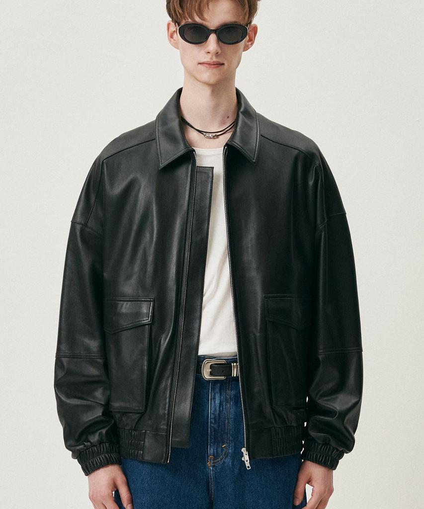 Doffjason Oversized Lambskin Bomber Jumper