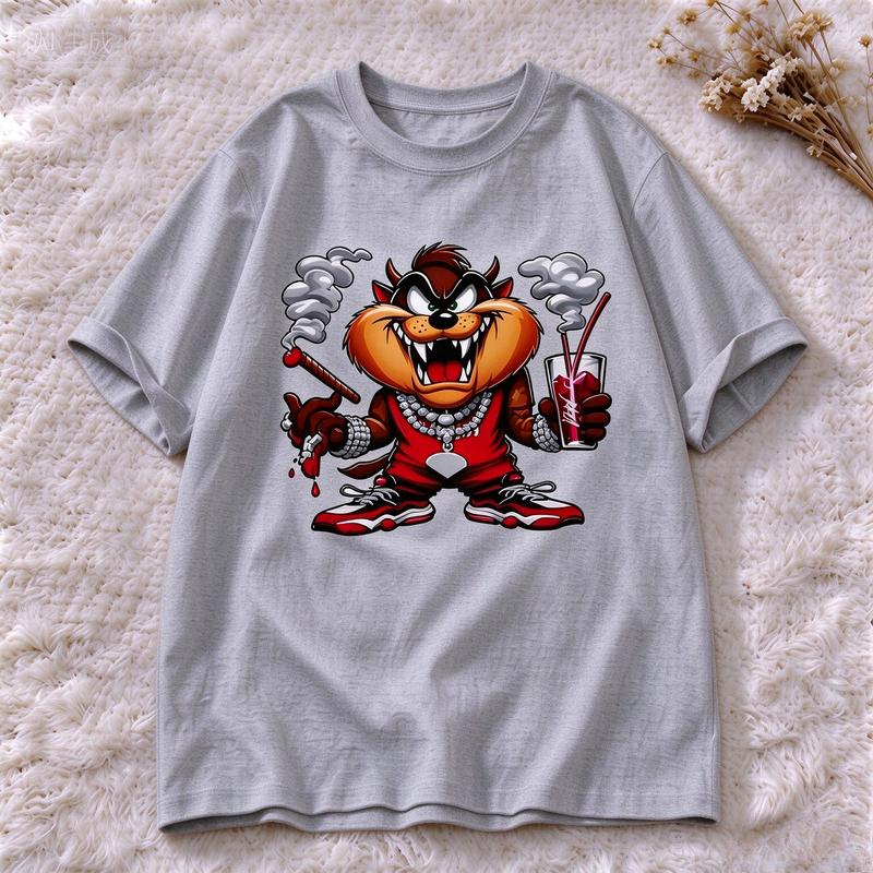 Vintage Cartoon Tshirt Hip Hop Style Graphic Print Short Sleeve Casual Tee Gift For Cartoon Fans Street Fashion Unisex Y2k Tops