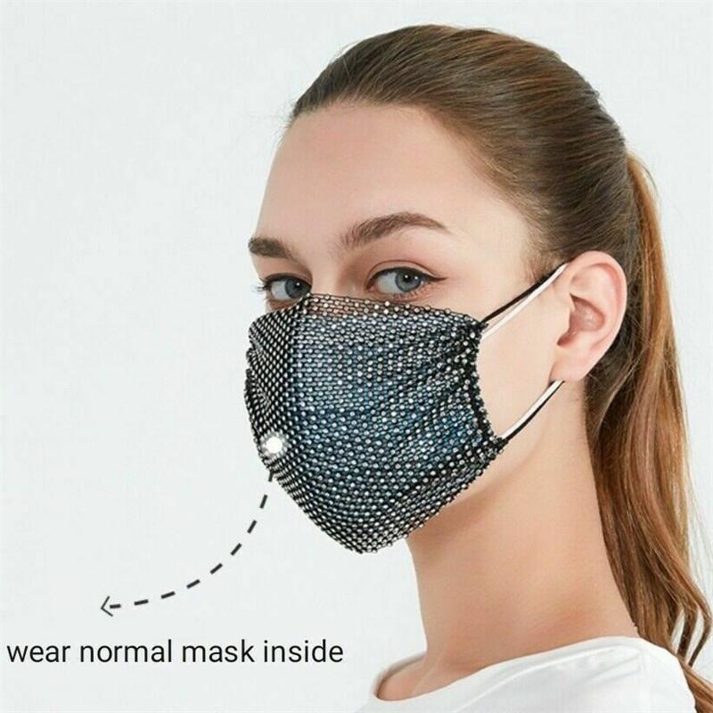 Многоразовая маска для лица со стразами и блестками, блестящие чехлы для лица