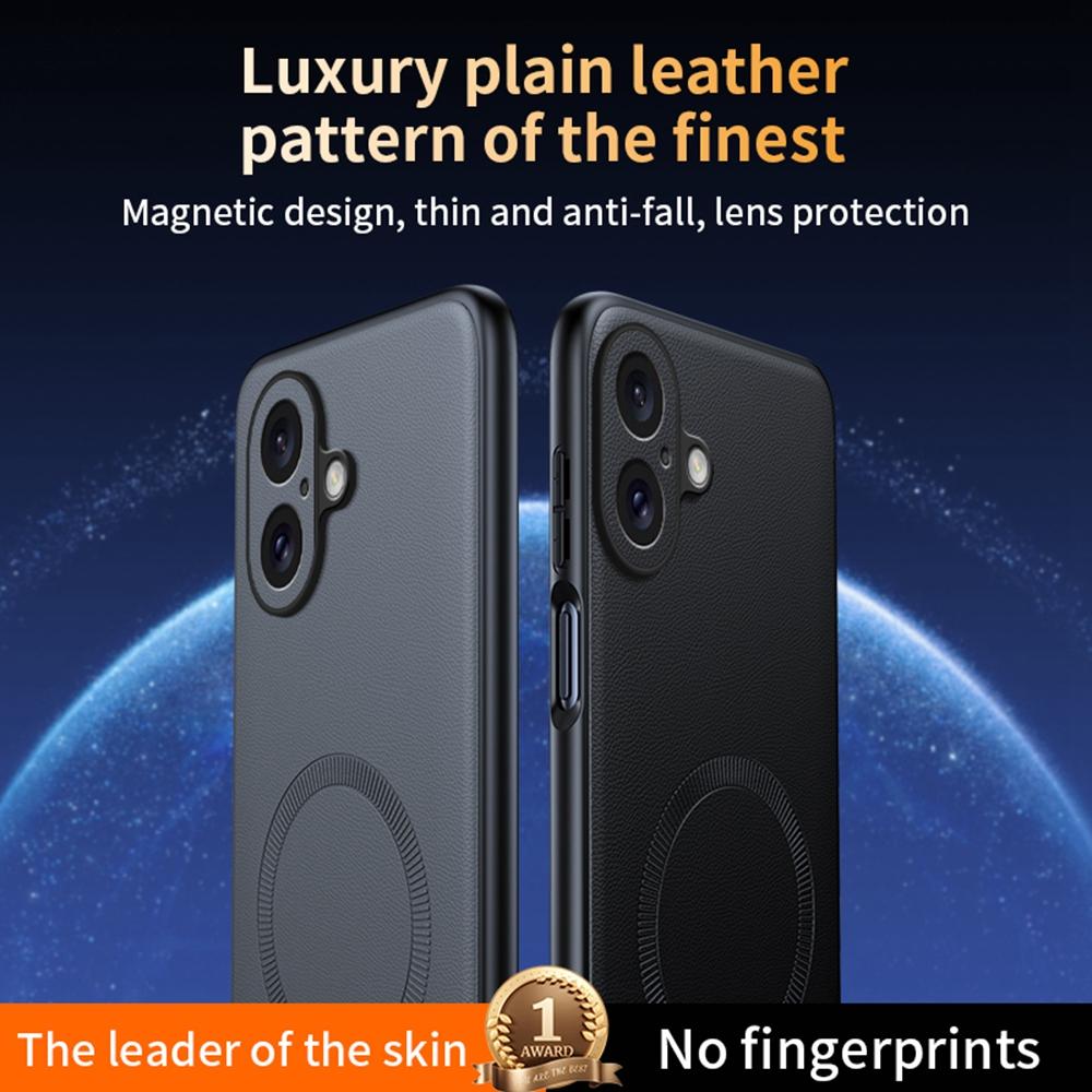 Для iPhone 16 Чехол Совместимый с MagSafe Кожаное покрытие ТПУ+ПК Чехол для телефона
