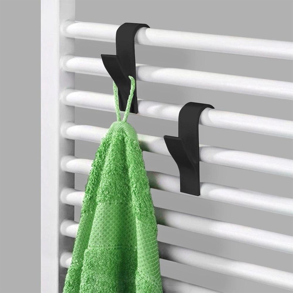 Black Radiator and Towel Rail Hooks 2-Pack