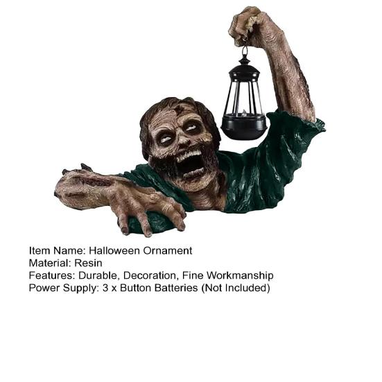Хэллоуин зомби фонарь орнамент жуткий светодиодный светильник статуя из смолы украшение для дома на открытом воздухе украшение сада