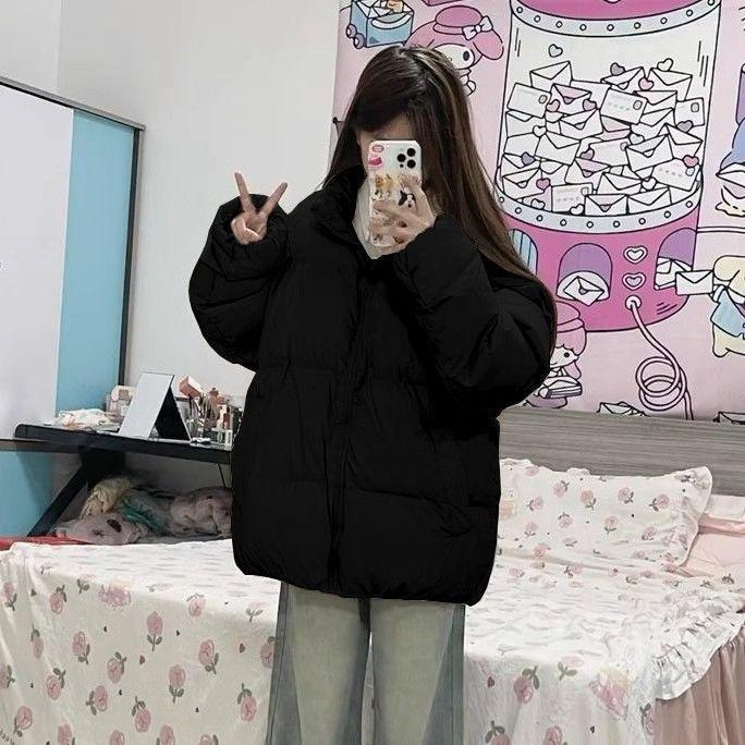Женский пуховик оверсайз со стойкой - Теплый, повседневный и универсальный для осени/зимы