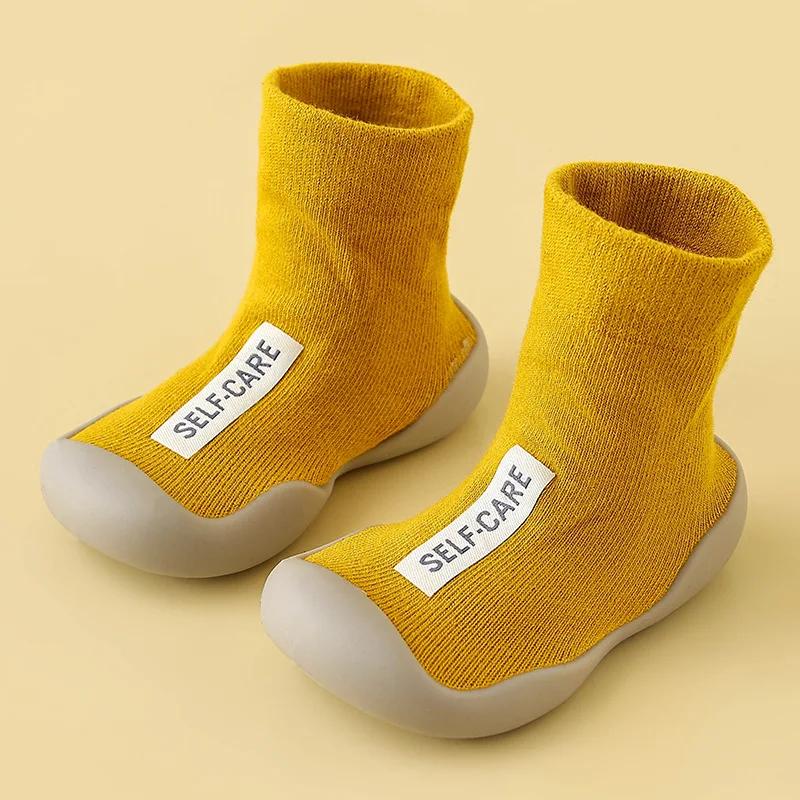 1Pair Children First Walkers Floor Rubber Shoes Anti Slip Soft Soles Early Education Shoes Baby Floor Socks Elastic Socks 0-3years Old