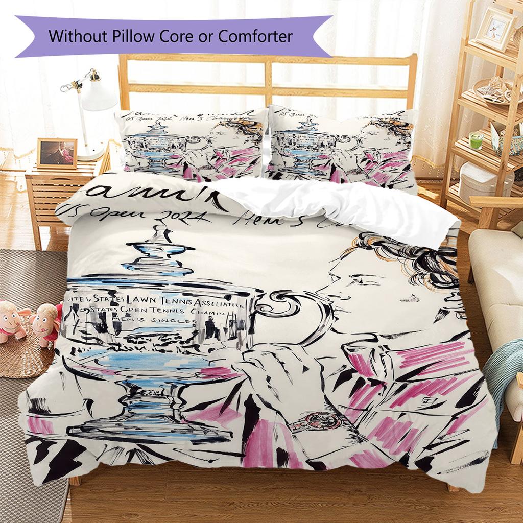 Jannik Sinner Glory Bedding Quilt Set Quilt Cover Pillowcase Home Decoration Birthday Gift (1 * duvet cover + 2 * pillowcase, without core)