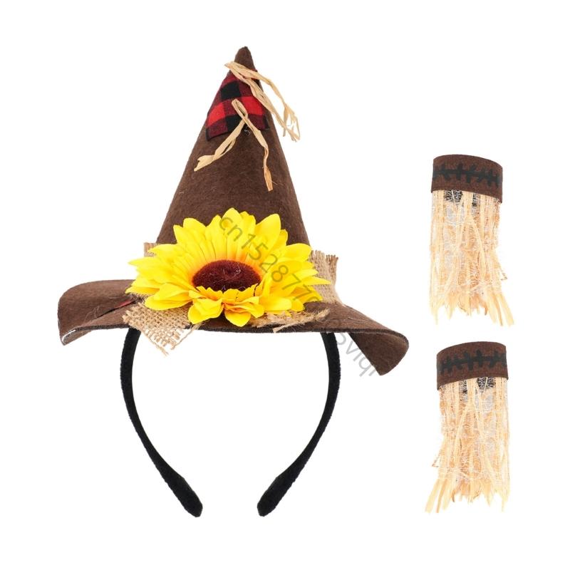 Full Body Scarecrow Costume Set Costume Hat Belt Cuffs For Seasonal Dressing Up AXYD